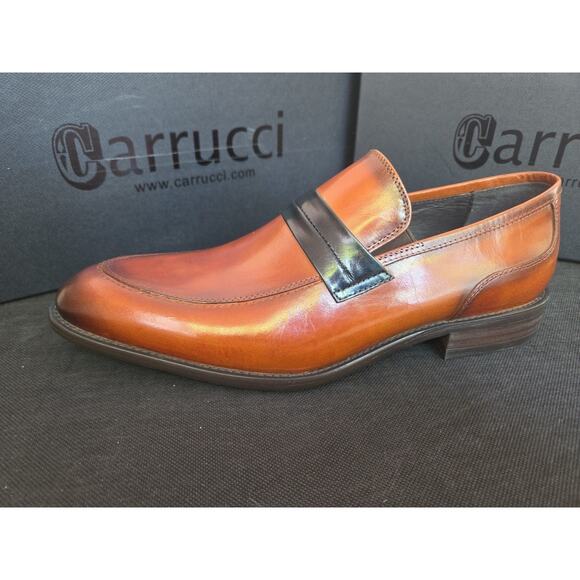 New Carrucci Cognac Color Loafer Shoes - Size 9.5 Eu42.5 main image 5